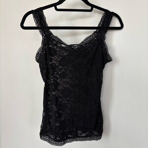 Lace Floral Black Tank Top Size M